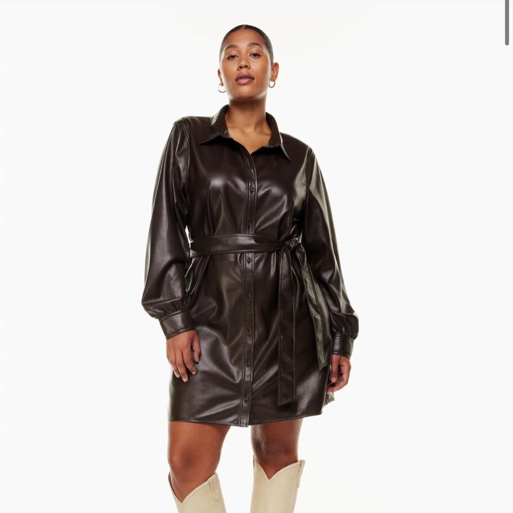 Brand New Wilfred Caroline Vegan Leather Shirt Dress